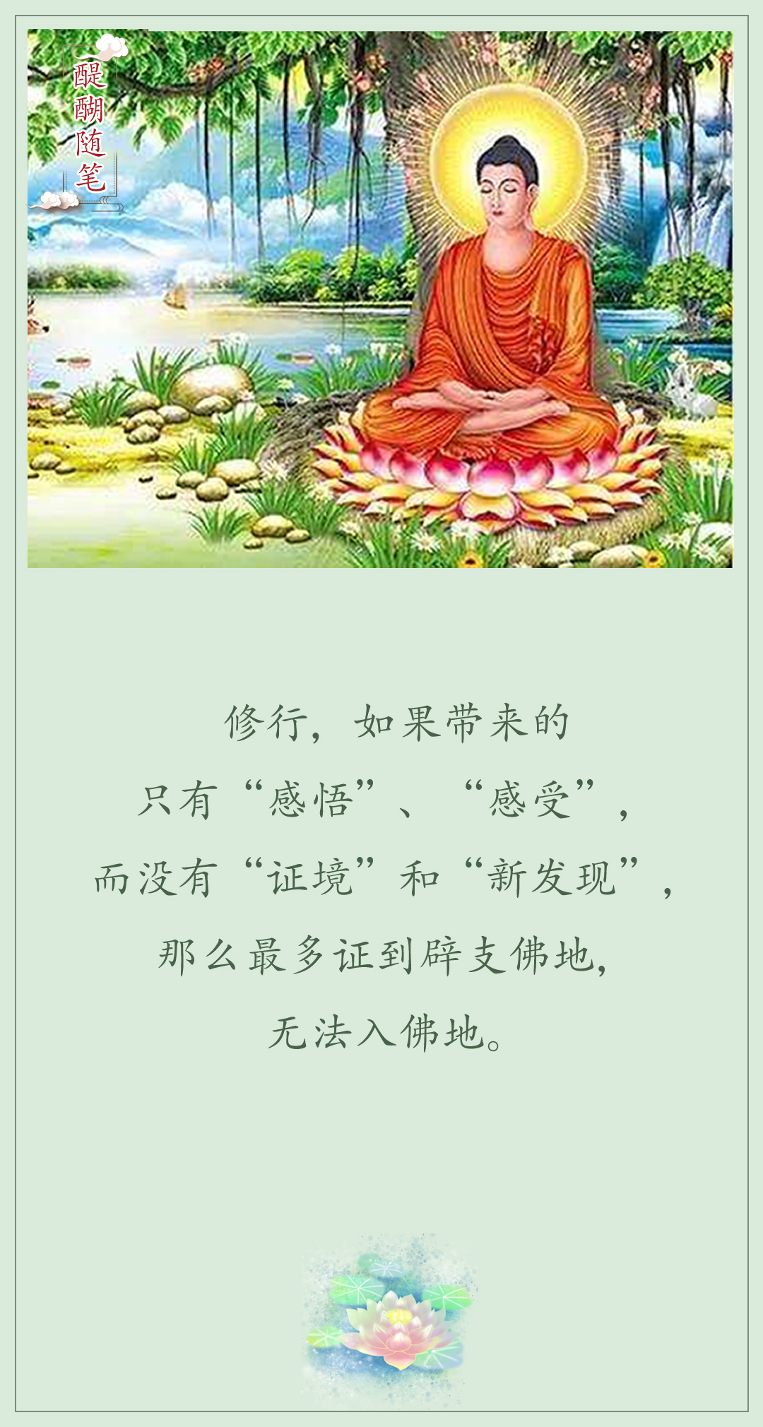 修行，如果带来的只有“感悟”、“感受”，而没有“证境”和“新发现”