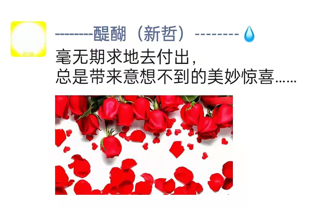 毫无期求地去付出， 总是带来意想不到的美妙惊喜……