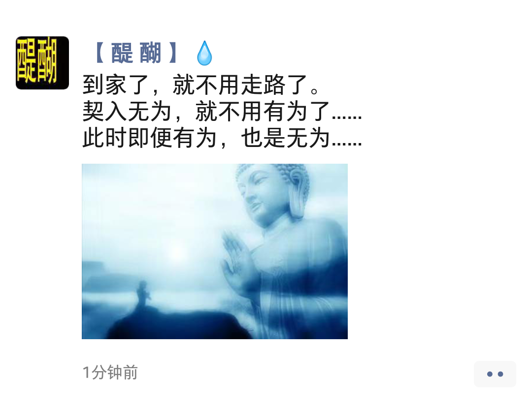 到家了，就不用走路了。 契入无为，就不用有为了…… 此时即便有为，也是无为……